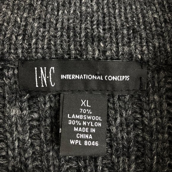 INC International Concepts Men's Size X-Large Grey Lambswool Blend Knit Sweater - Picture 6 of 8